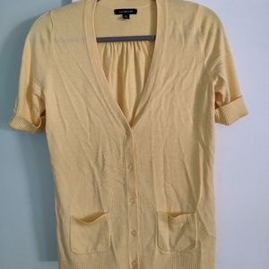 NWOT Land's End short-sleeve cardigan, yellow